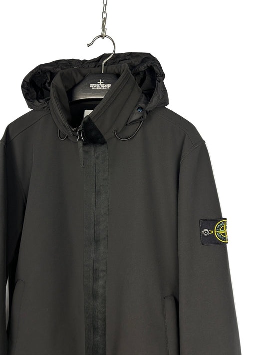Black Stone Island Prototype Soft Shell-R jacket with zip and hood, brand new – Size L