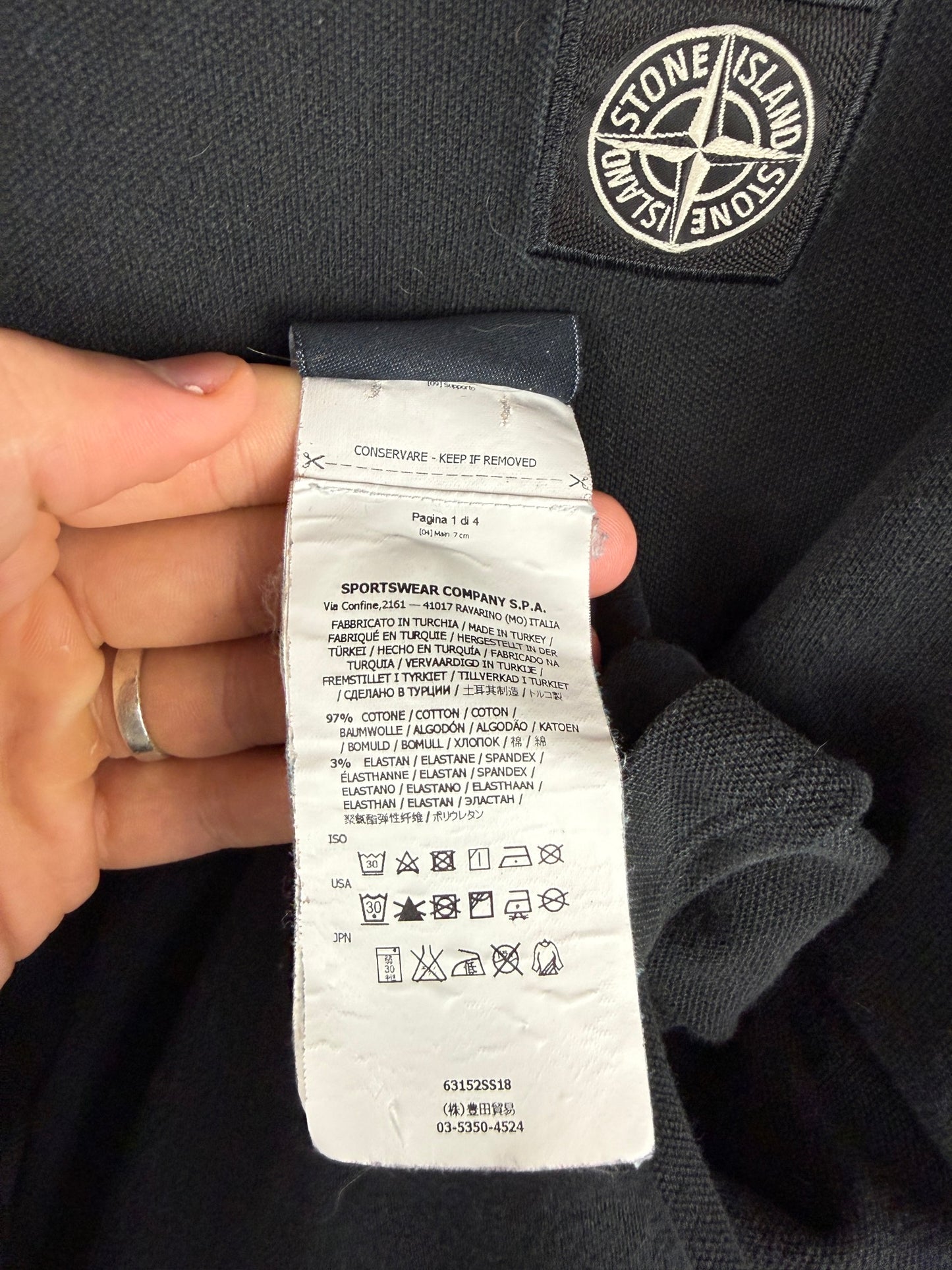 Polo nera a maniche lunghe Stone Island - Taglia XL