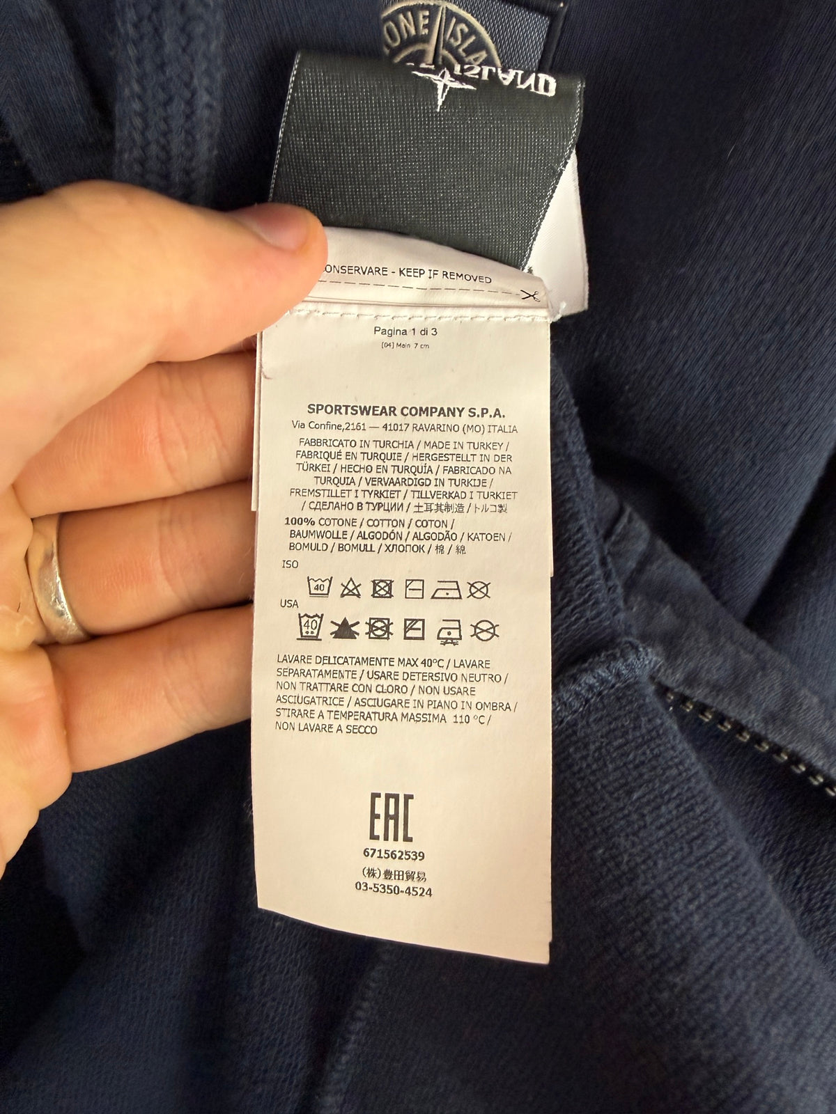 Felpa blu con zip e cappuccio Stone Island - Taglia L