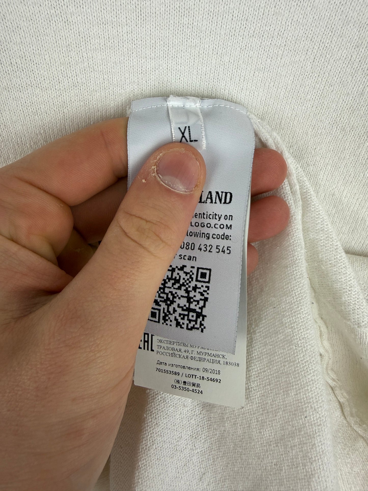 Maglione bianco con strisce sui polsini Stone Island - Taglia XL
