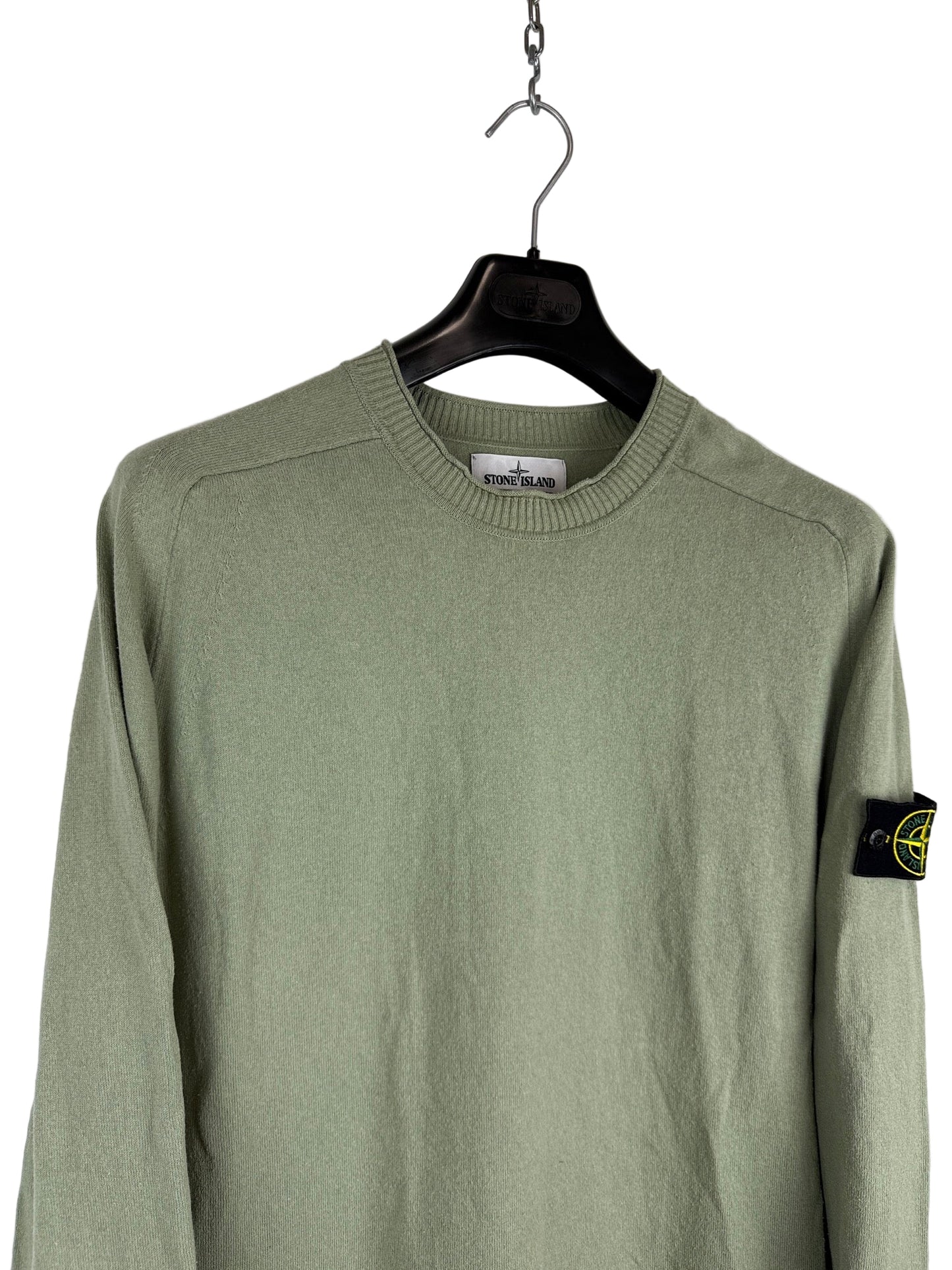 Maglione verde con strisce sui polsini Stone Island - Taglia XL