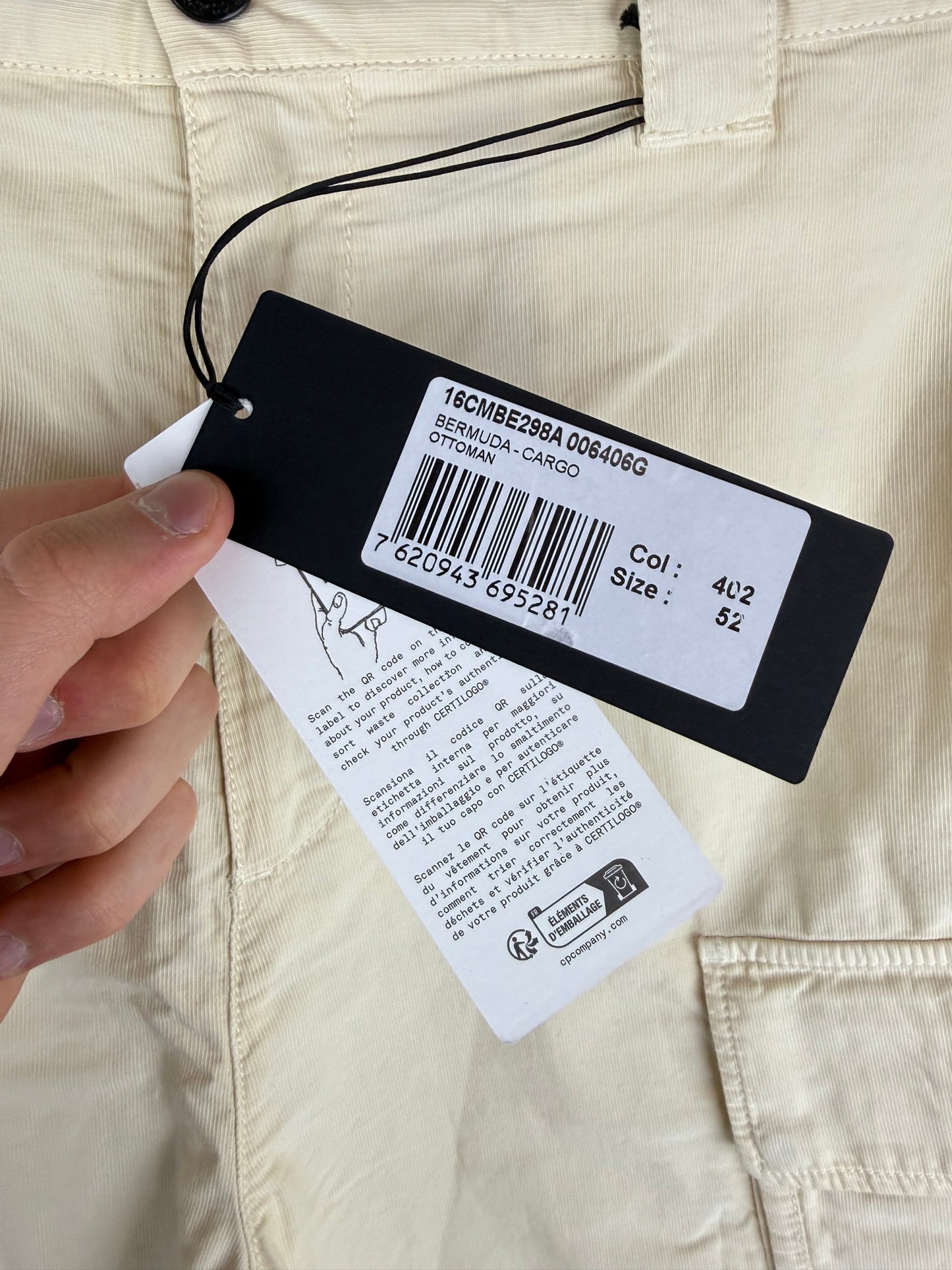 Pantaloncini cargo bianco panna C.P. Company (nuovi con cartellino) - Taglia W36