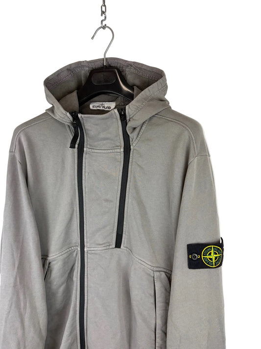 Felpa grigia con doppia zip e cappuccio Stone Island - Taglia XL