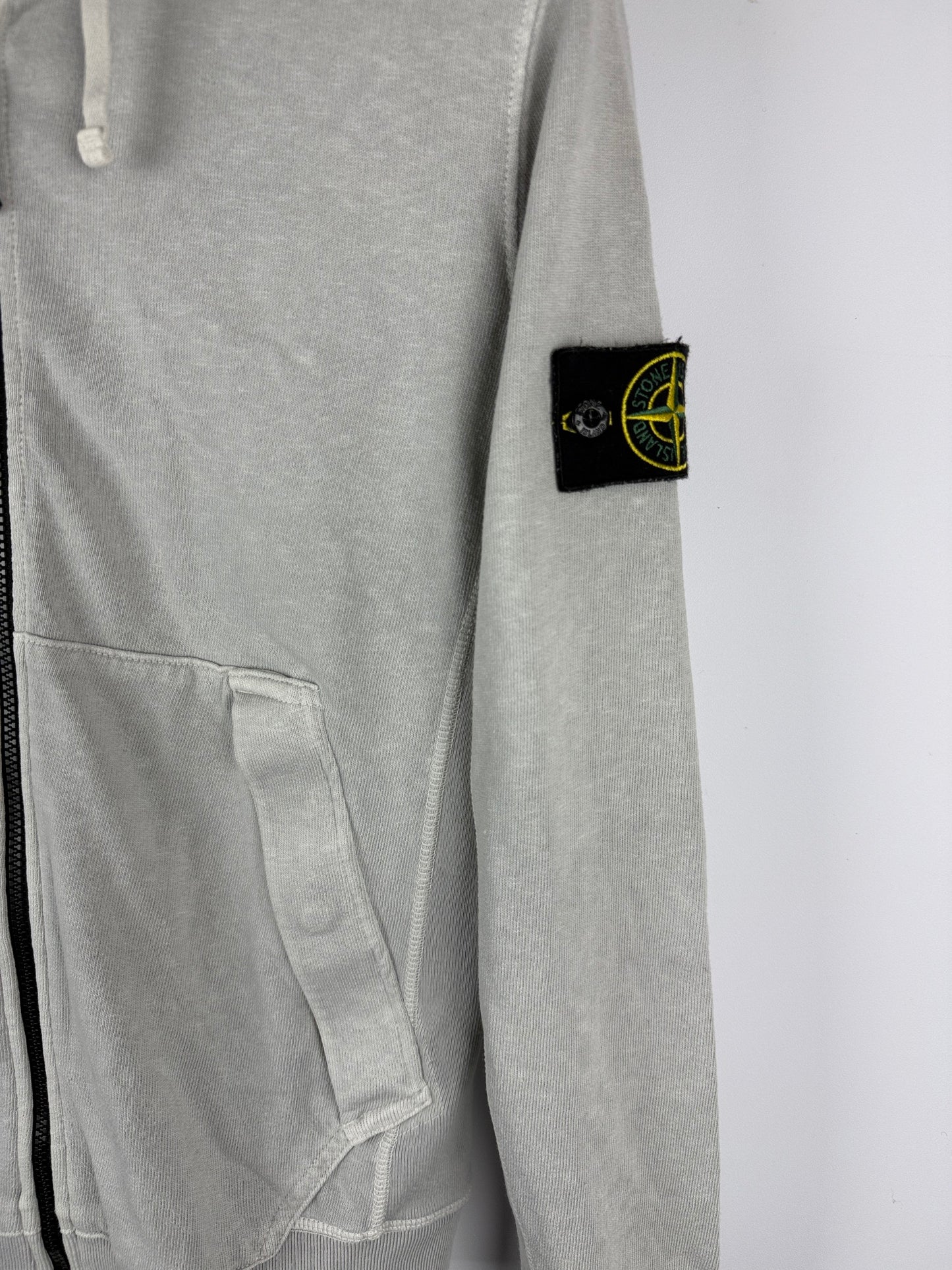 Felpa grigio chiaro con zip e cappuccio Stone Island - Taglia M