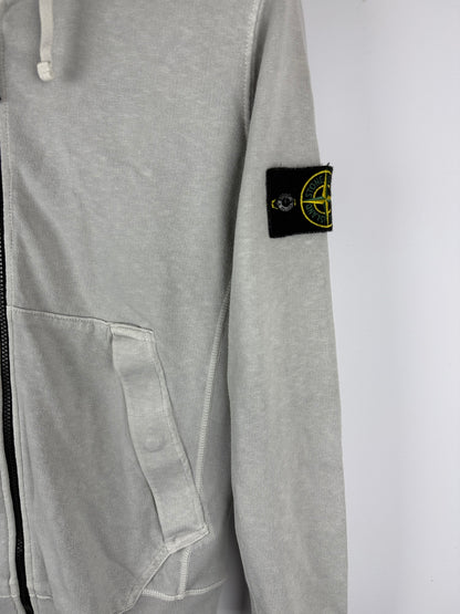 Felpa grigio chiaro con zip e cappuccio Stone Island - Taglia M
