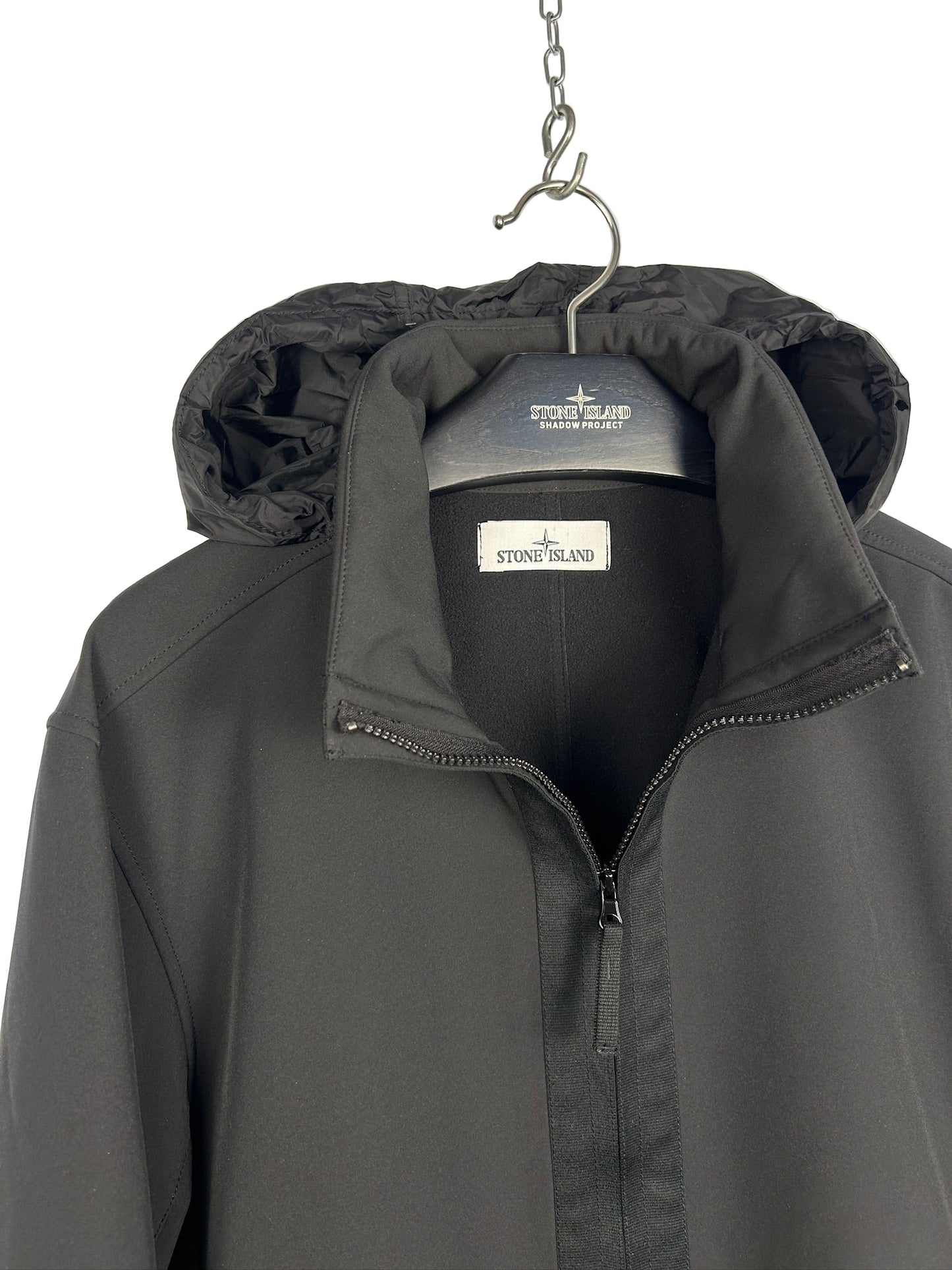 Giacca Prototipo Soft Shell-R nero con zip e cappuccio Stone Island nuovo - Taglia L
