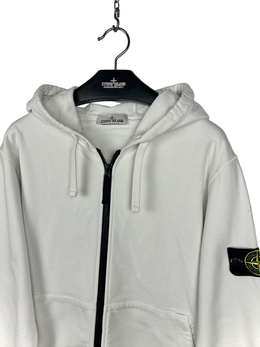 Felpa bianca con zip e cappuccio Stone Island - Taglia XL