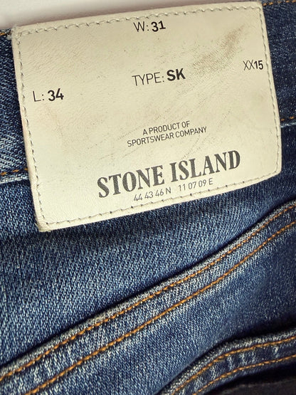 Blue Stone Island Denim Shorts - Size W31