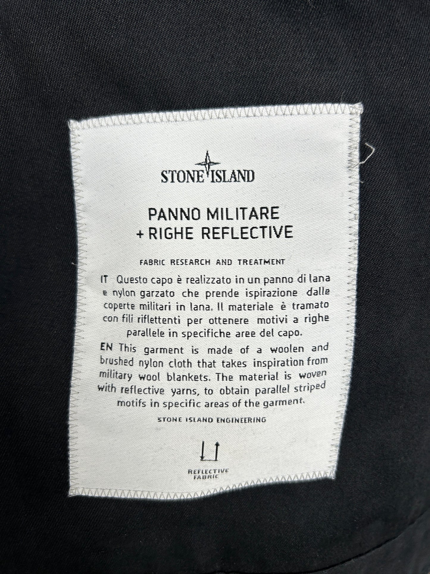 Giacca Panno Militare + Righe Reflective blu Stone Island - Taglia XL