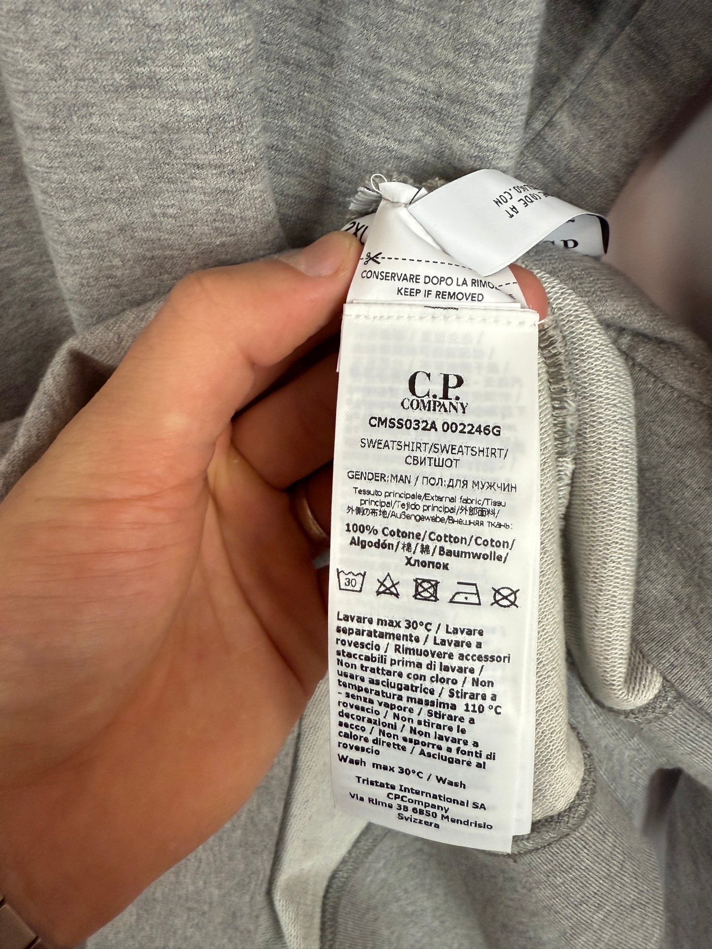 Felpa grigia C.P. Company (nuova con cartellino) - Taglia XXL