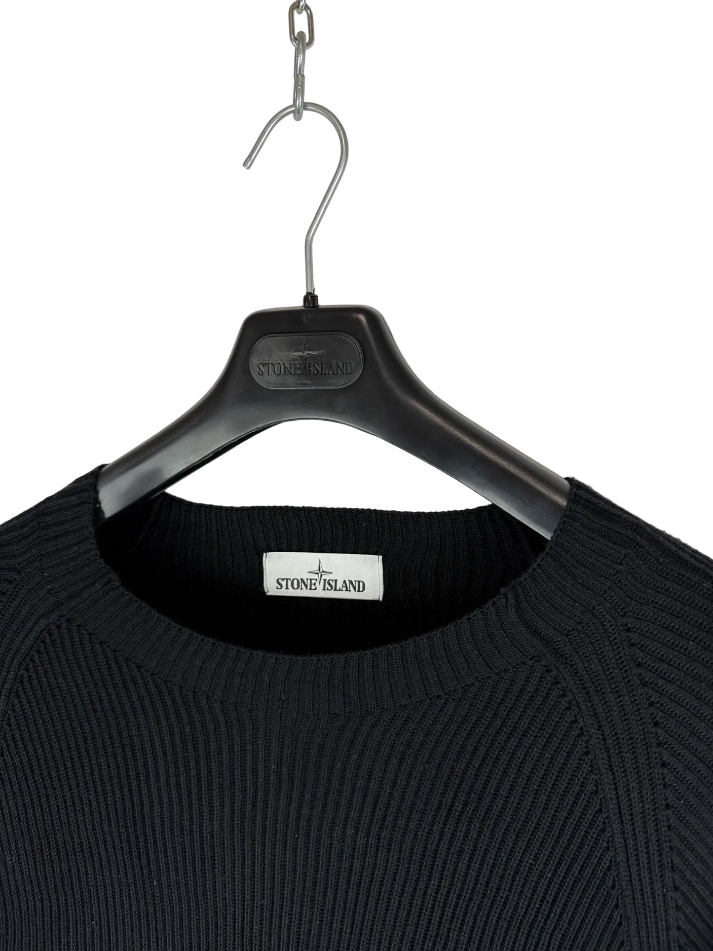 Maglione nero a coste Stone Island - Taglia M