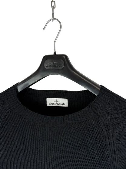 Maglione nero a coste Stone Island - Taglia M