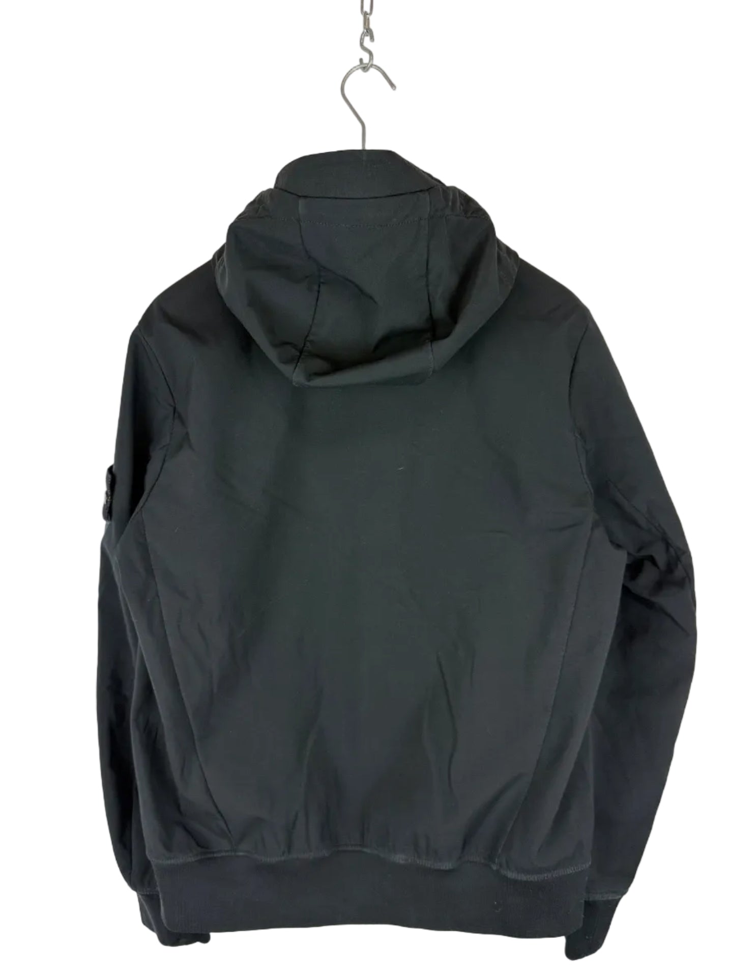 Giacca Soft Shell-R nera con zip e cappuccio Stone Island - Taglia L