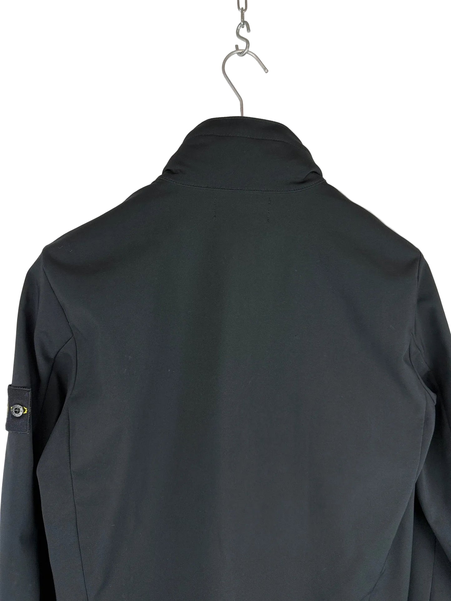 Giacca Soft Shell-R nera con zip e cappuccio Stone Island - Taglia M