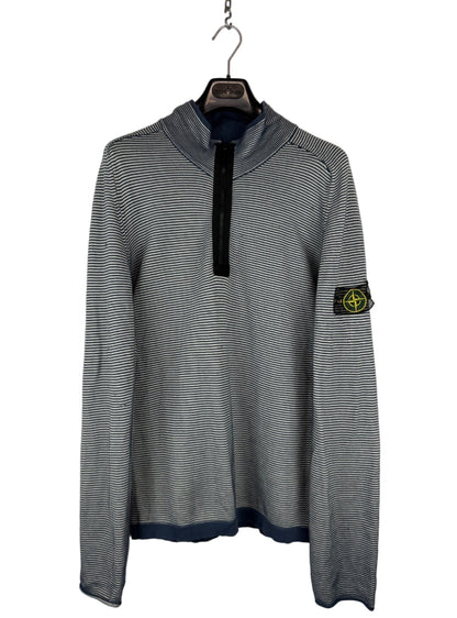 Maglione a righe a mezza zip con Mesh Badge Stone Island - Taglia L
