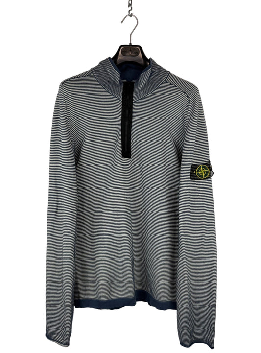 Maglione a righe a mezza zip con Mesh Badge Stone Island - Taglia L