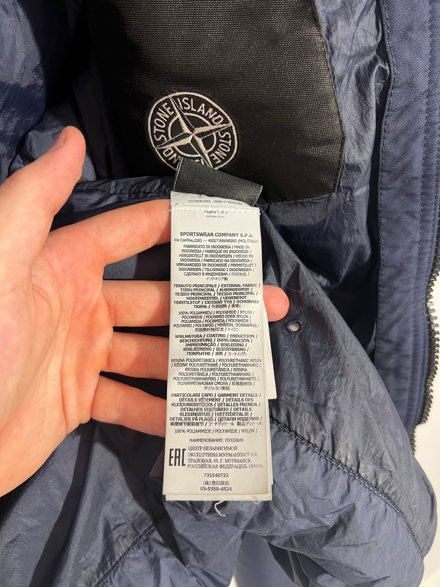 Piumino blu Garment Dyed Crinkle Reps NY Down Stone Island - Taglia XXL