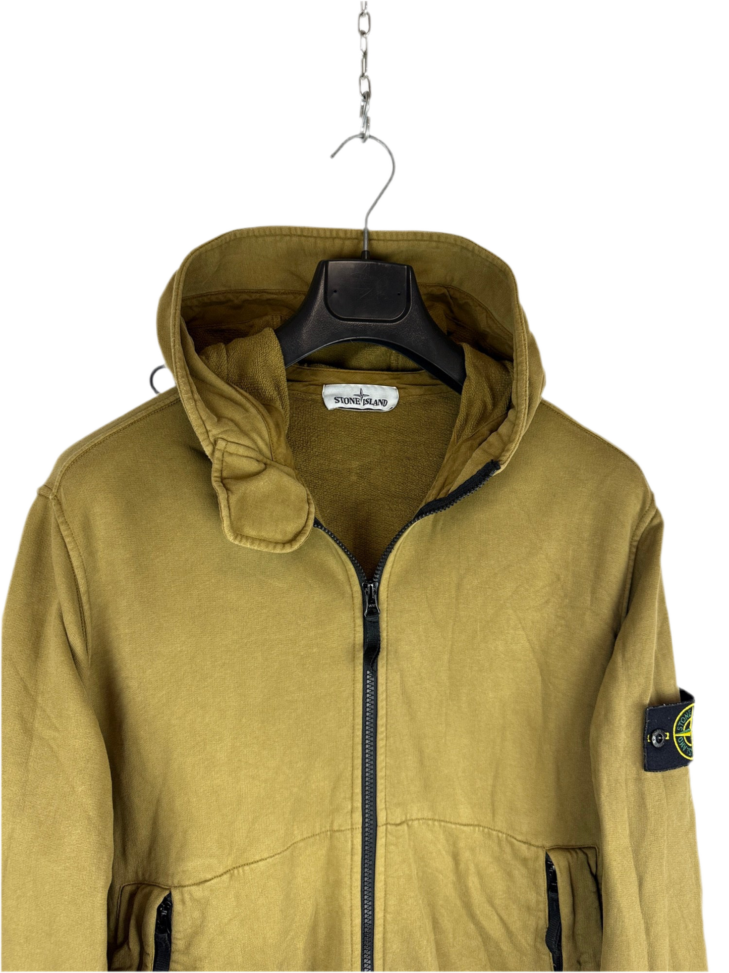 Felpa verde kaki con zip e cappuccio Stone Island - Taglia XL