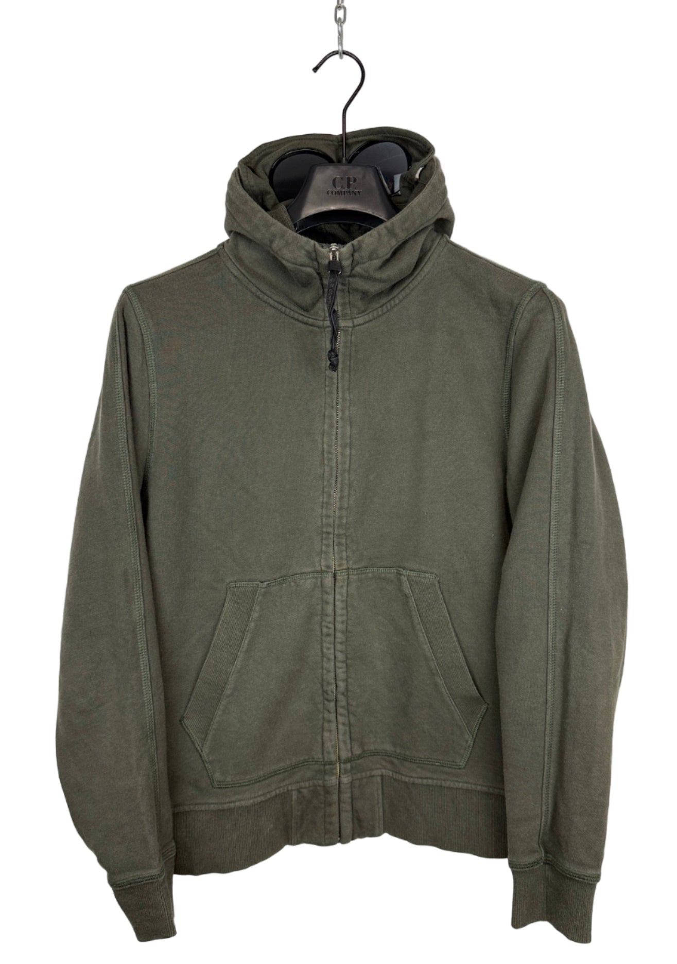 Felpa Goggle grigia con zip e cappuccio C.P. Company - Taglia M