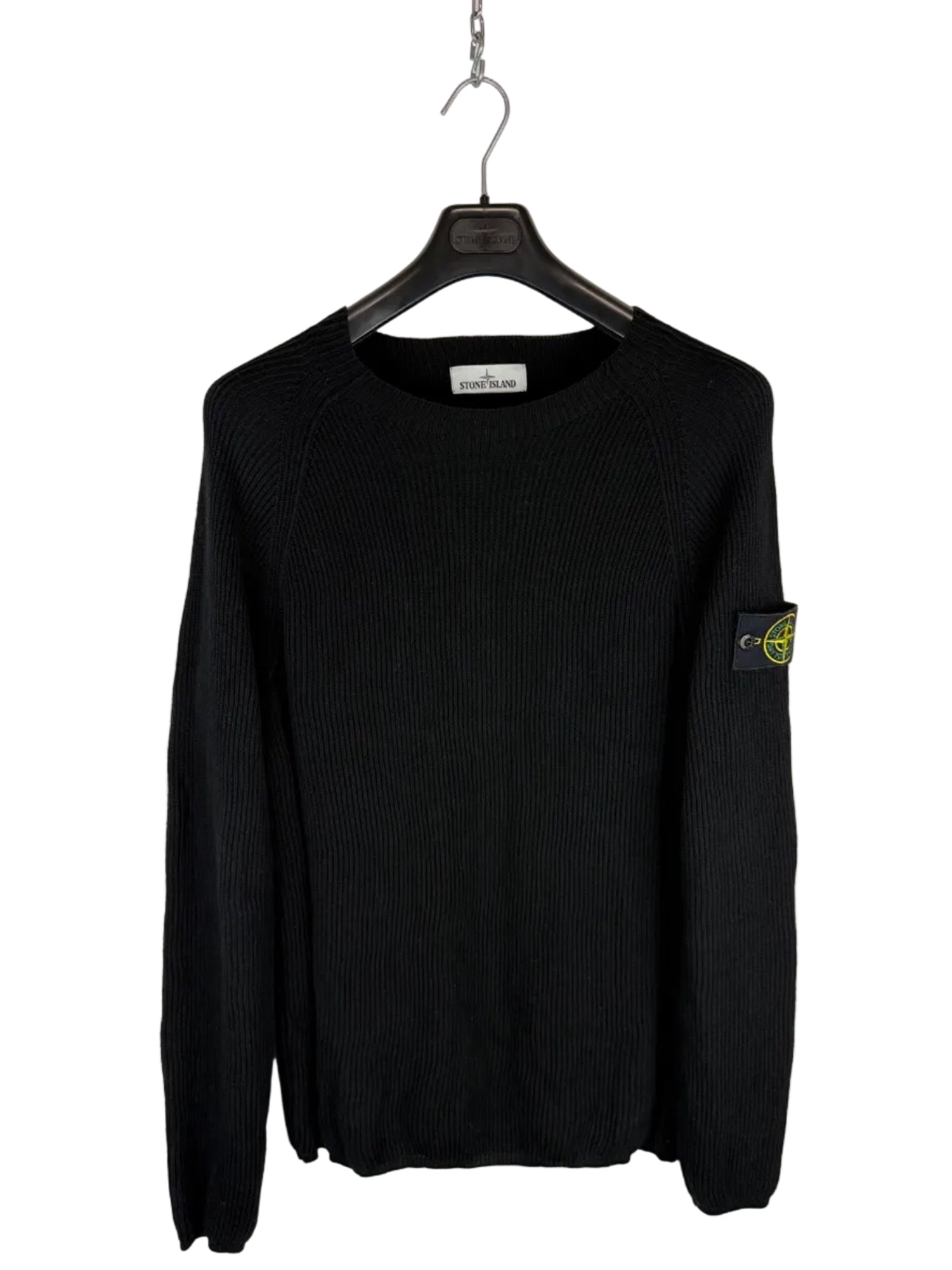 Maglione nero a coste Stone Island - Taglia M