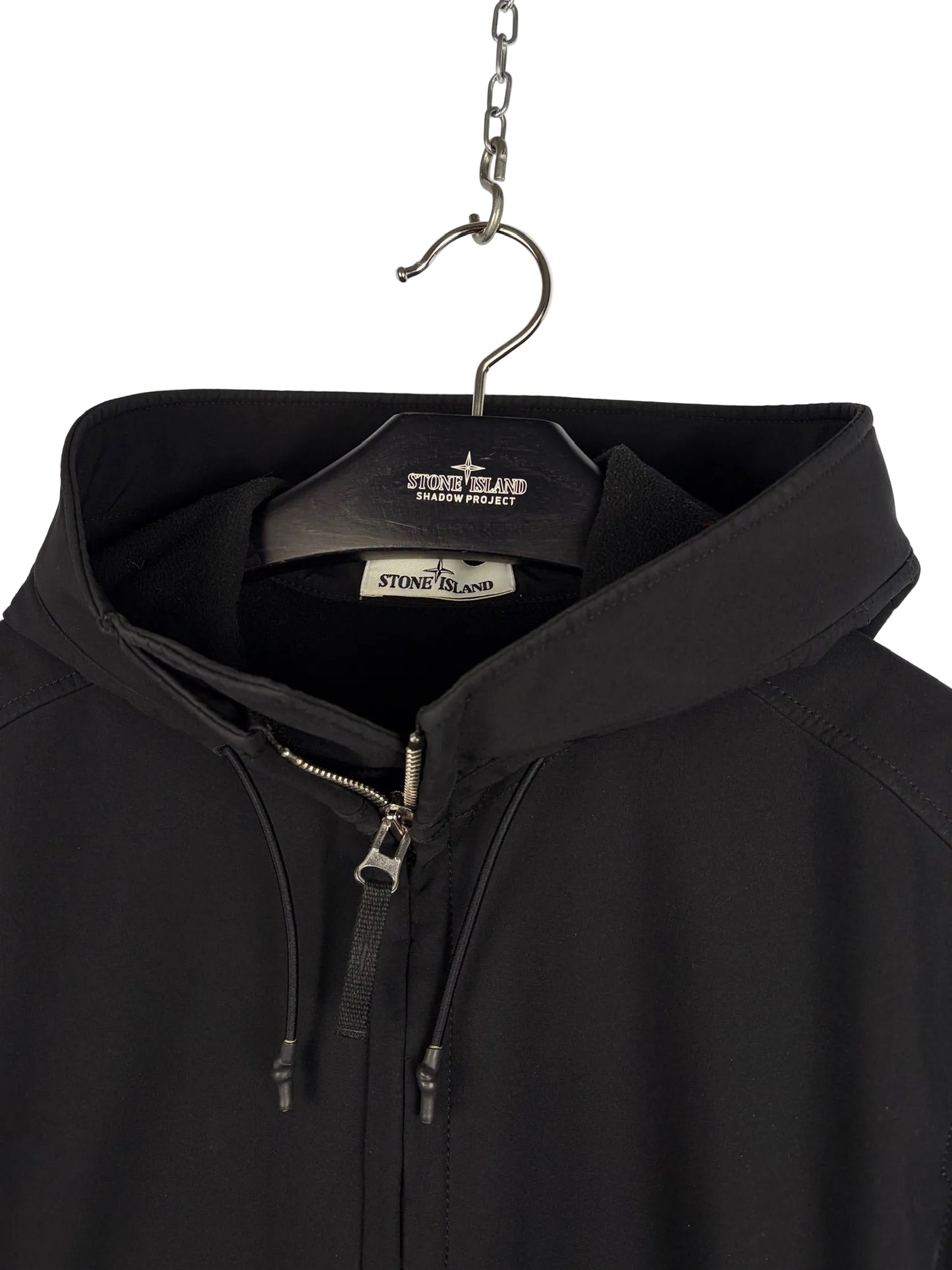Giacca Soft Shell-R nero con zip e cappuccio Stone Island - Taglia XL