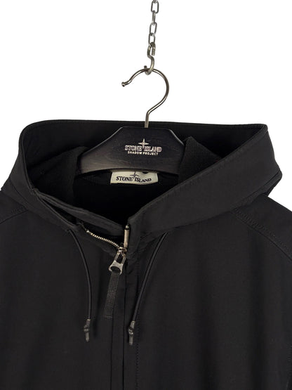 Giacca Soft Shell-R nero con zip e cappuccio Stone Island - Taglia XL