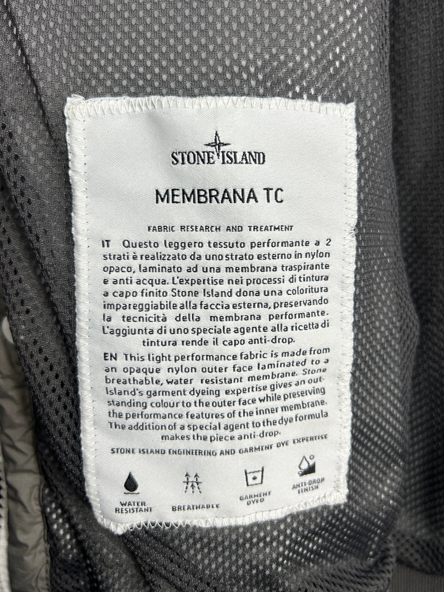 Giacca grigia Stone Island Membrana TC - Taglia XL