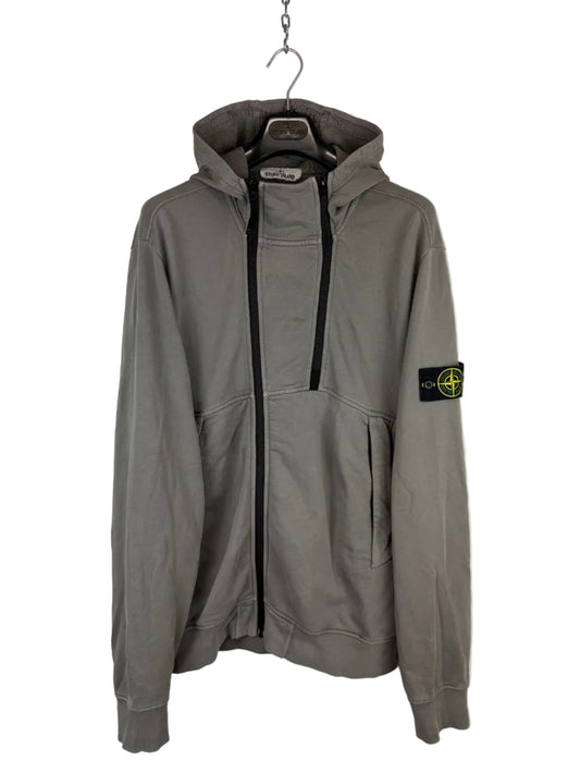 Felpa grigia con doppia zip e cappuccio Stone Island - Taglia XL