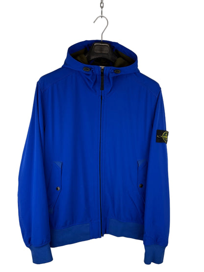 Giacca Light Soft Shell-R blu con zip e cappuccio Stone Island - Taglia XXL