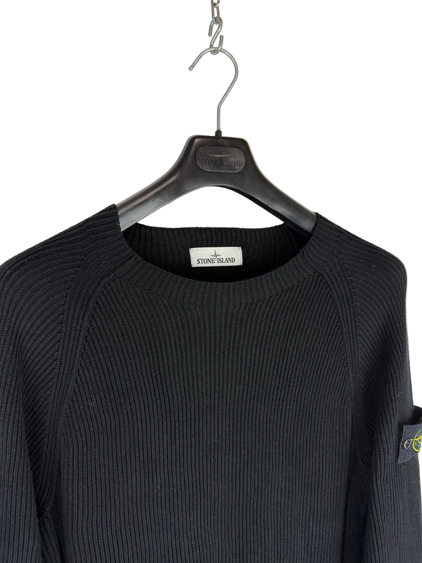 Maglione nero a coste Stone Island - Taglia M