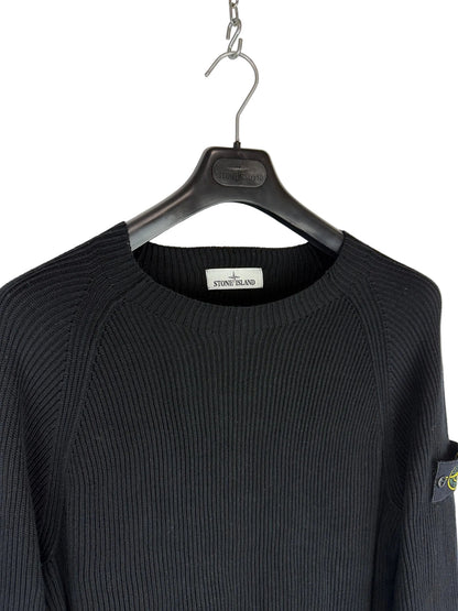 Maglione nero a coste Stone Island - Taglia M