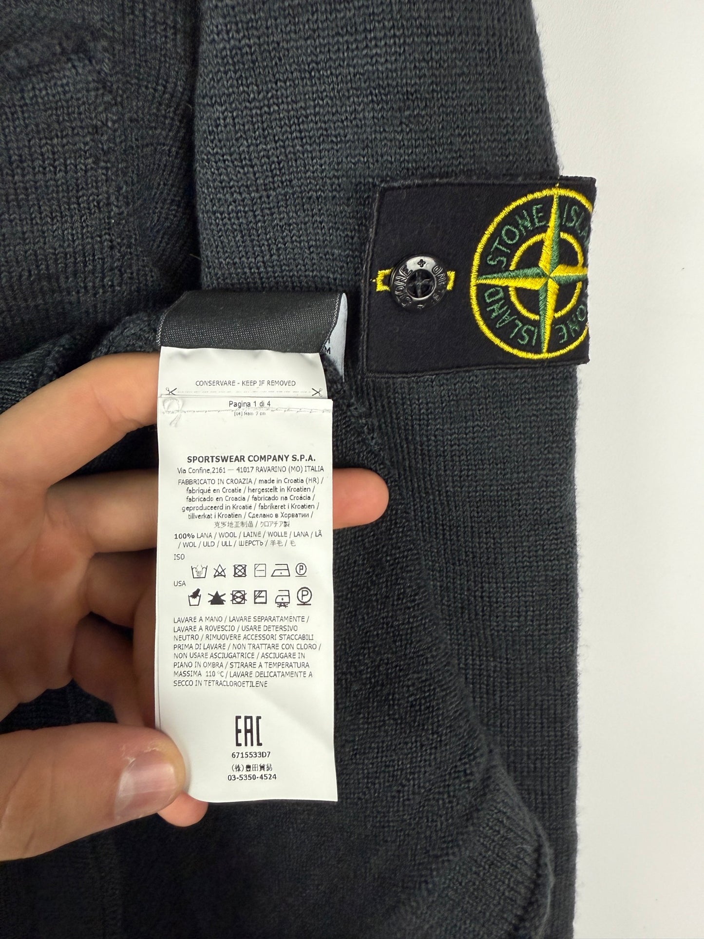 Maglione blu con taschino in lana Stone Island - Taglia M