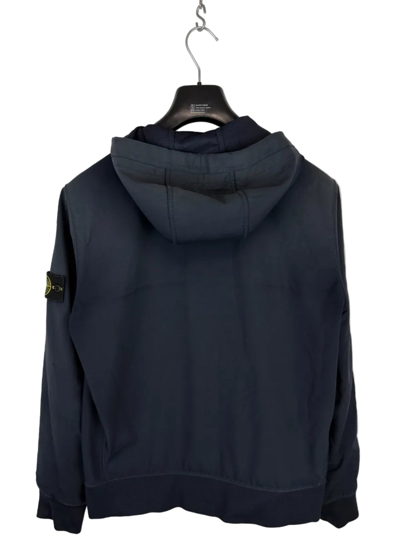 Giacca Light Soft Shell-R blu navy con zip e cappuccio Stone Island - Taglia L