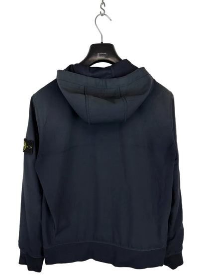 Giacca Light Soft Shell-R blu navy con zip e cappuccio Stone Island - Taglia L