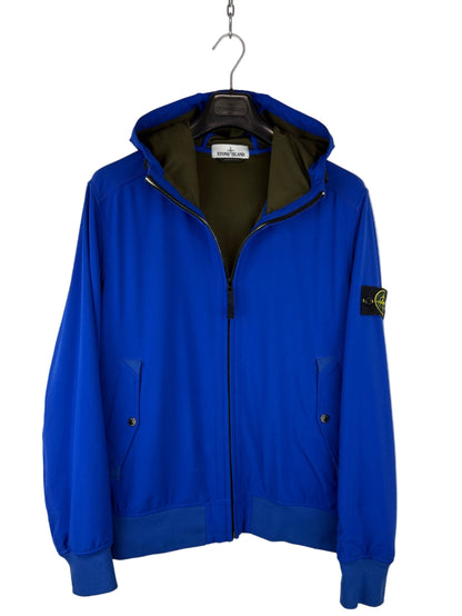 Giacca Light Soft Shell-R blu con zip e cappuccio Stone Island - Taglia XXL