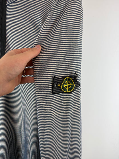 Maglione a righe a mezza zip con Mesh Badge Stone Island - Taglia L