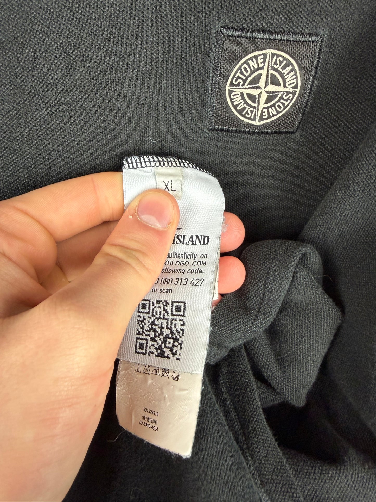 Polo nera a maniche lunghe Stone Island - Taglia XL