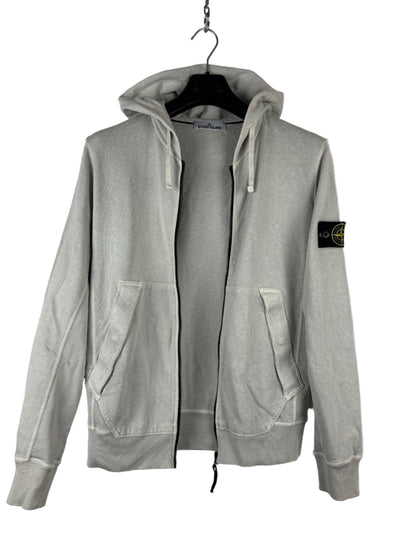 Felpa grigio chiaro con zip e cappuccio Stone Island - Taglia M
