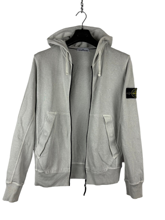 Felpa grigio chiaro con zip e cappuccio Stone Island - Taglia M