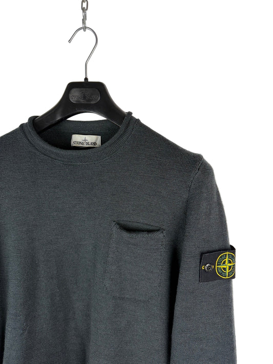 Maglione blu con taschino in lana Stone Island - Taglia M