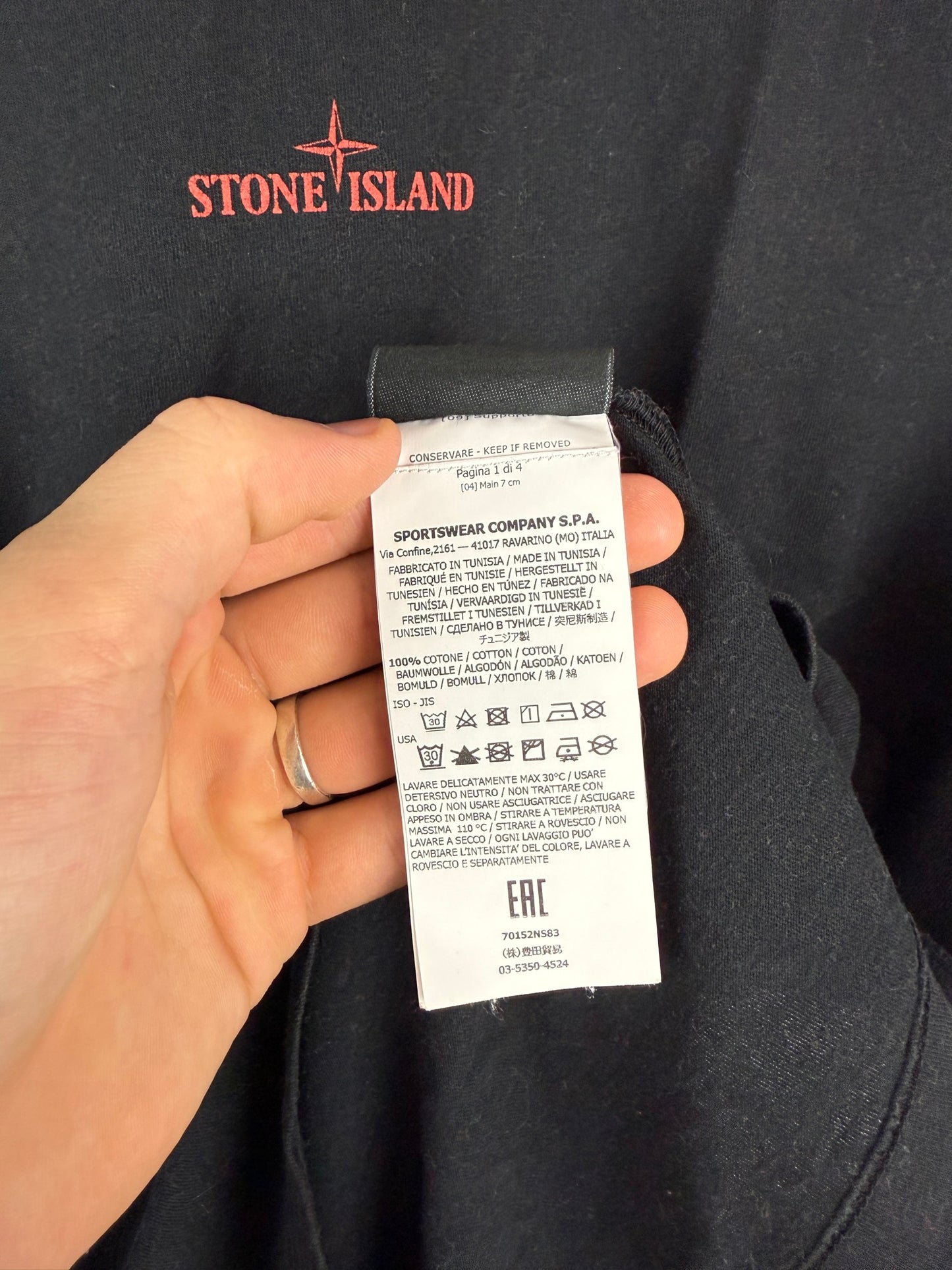 T-shirt nera Stone Island - Taglia S