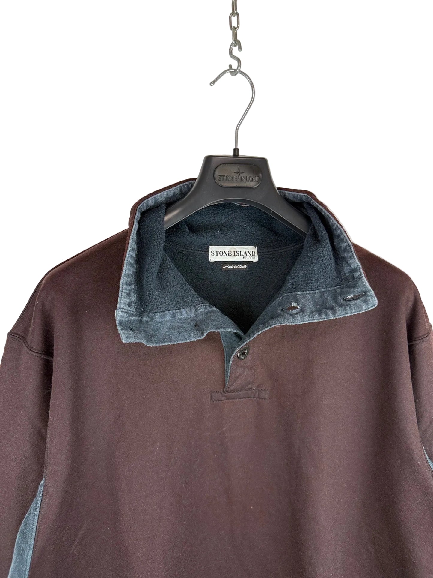 Felpa marrone con cappuccio e bottoni Vintage Stone Island - Taglia XL