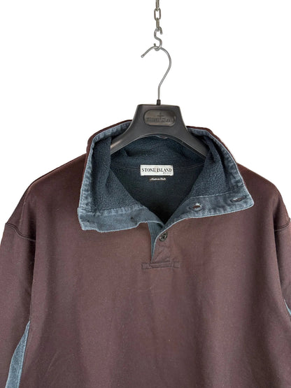 Felpa marrone con cappuccio e bottoni Vintage Stone Island - Taglia XL
