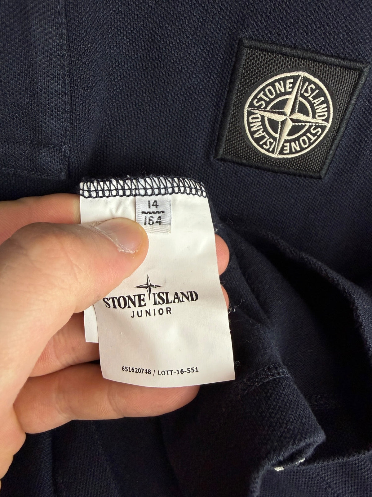 Stone Island Long-Sleeve Blue Polo Shirt - Junior Size (164cm, 14 Years)