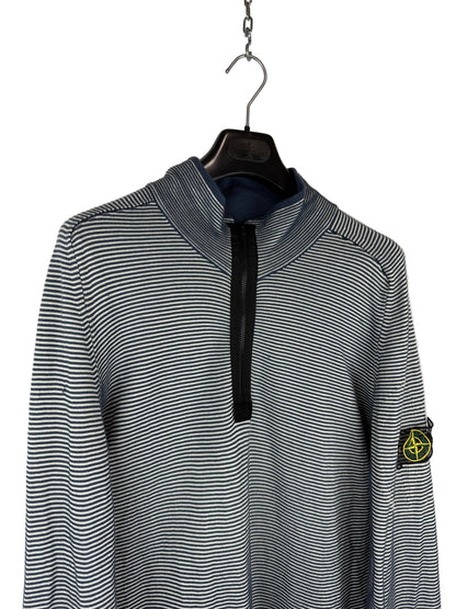 Maglione a righe a mezza zip con Mesh Badge Stone Island - Taglia L