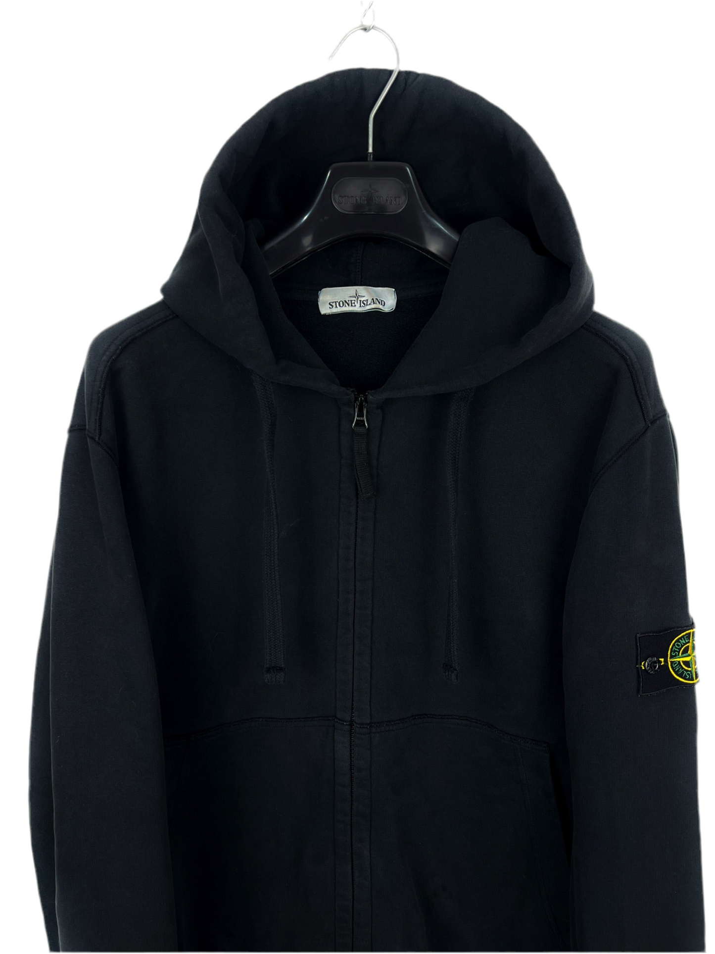 Felpa nera con zip e cappuccio Stone Island - Taglia XXL