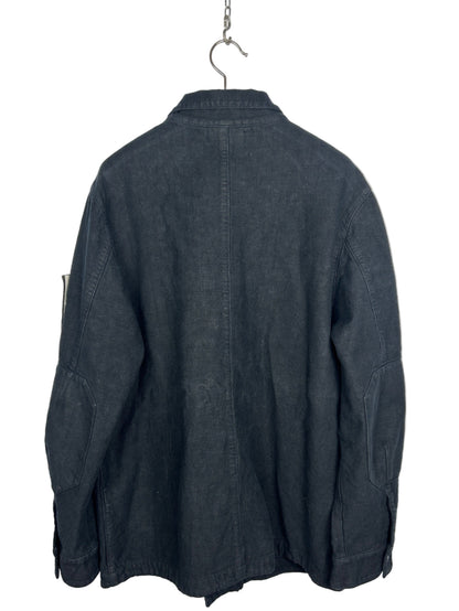 Giacca Ghost Bonded Linen blu navy con chiusura a bottoni Stone Island (nuova con cartellino) - Taglia L