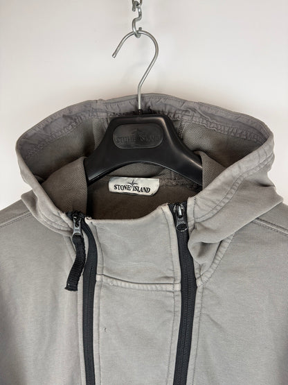 Felpa grigia con doppia zip e cappuccio Stone Island - Taglia XL