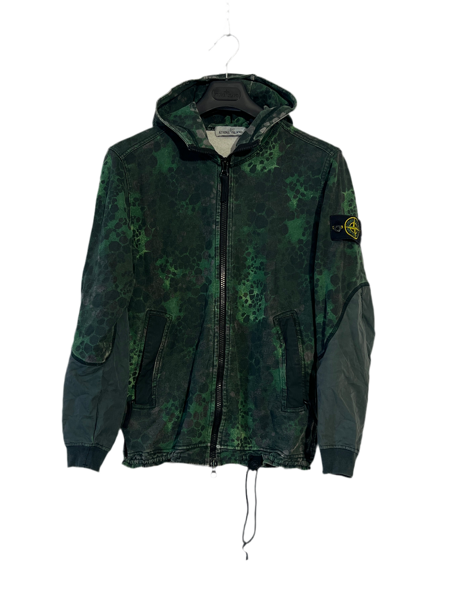Felpa verde con zip e cappuccio Alligator Camo Stone Island - Taglia M