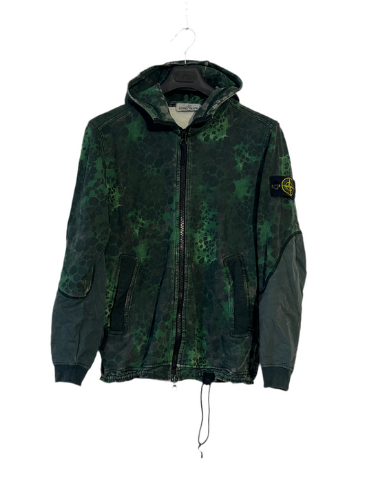 Felpa verde con zip e cappuccio Alligator Camo Stone Island - Taglia M
